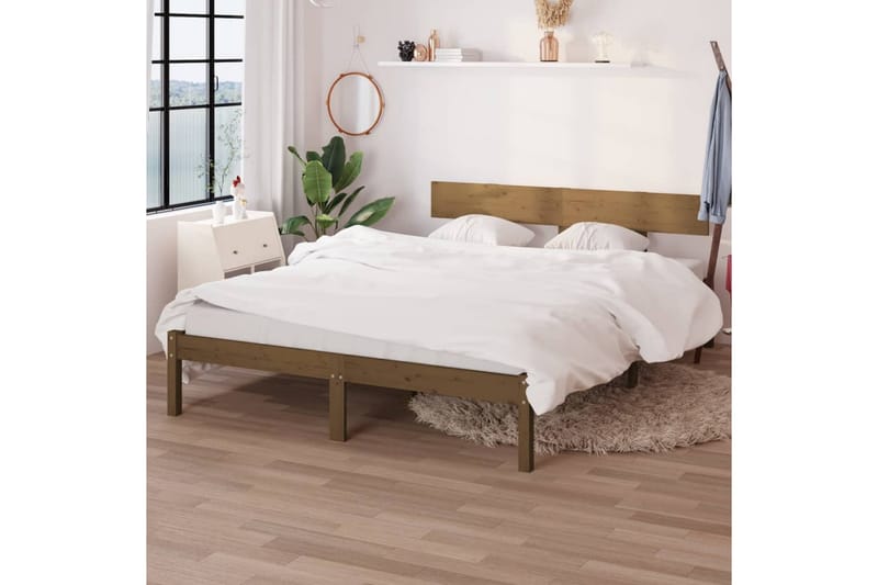 Sängram honungsbrun massiv furu 120x200 cm - Honung - Möbler - Säng - Sängram & sängstomme