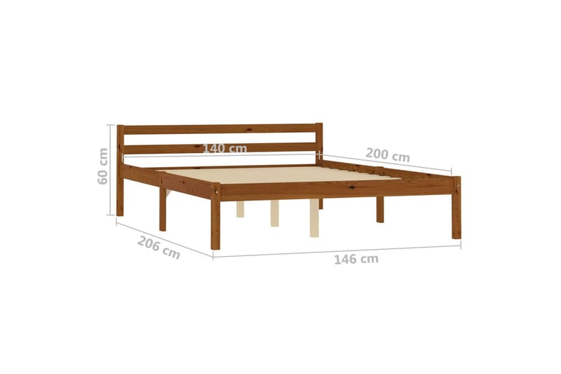 Sängram honungsbrun massiv furu 140x200 cm - Brun - Möbler - Säng - Sängram & sängstomme