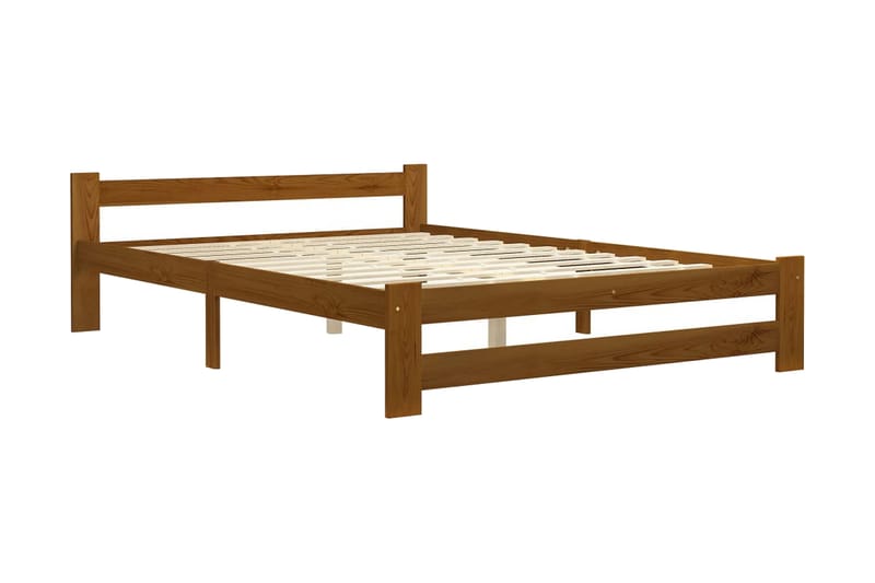 Sängram honungsbrun massiv furu 140x200 cm - Brun - Möbler - Säng - Sängram & sängstomme