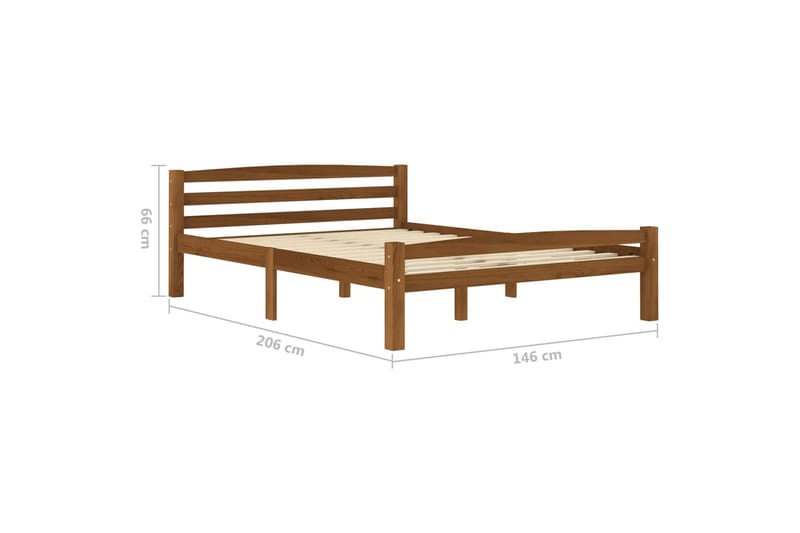 Sängram honungsbrun massiv furu 140x200 cm - Brun - Möbler - Säng - Sängram & sängstomme