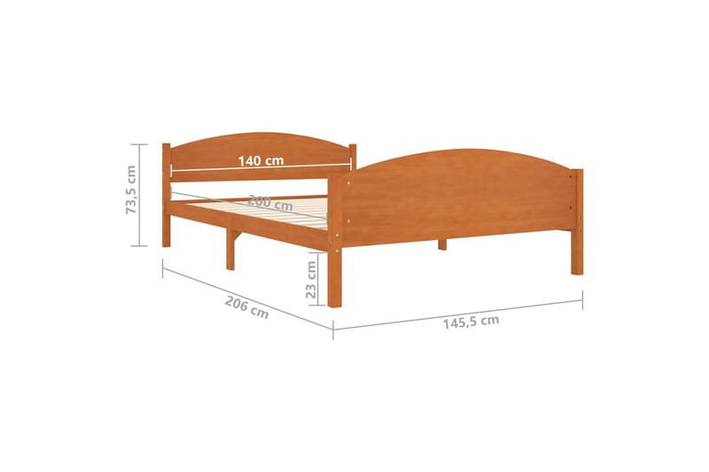 Sängram honungsbrun massiv furu 140x200 cm - Honung - Sängram & sängstomme