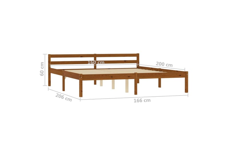 Sängram honungsbrun massiv furu 160x200 cm - Brun - Möbler - Säng - Sängram & sängstomme