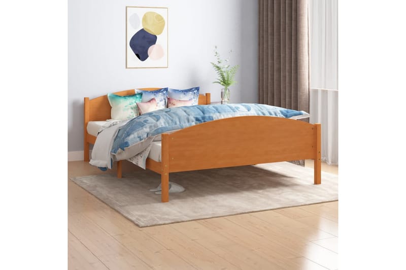Sängram honungsbrun massiv furu 160x200 cm - Honung - Möbler - Säng - Sängram & sängstomme
