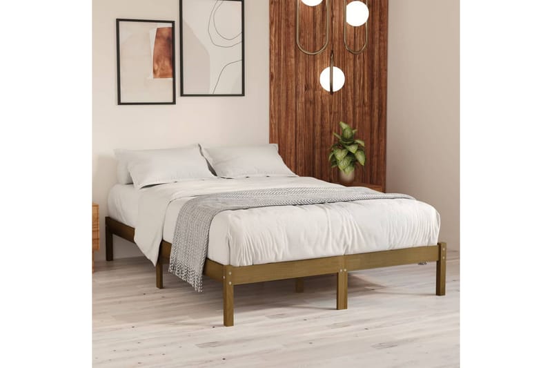 Sängram honungsbrun massiv furu 200x200 cm - Honung - Möbler - Säng - Sängram & sängstomme