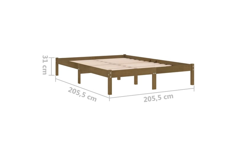 Sängram honungsbrun massiv furu 200x200 cm - Honung - Möbler - Säng - Sängram & sängstomme