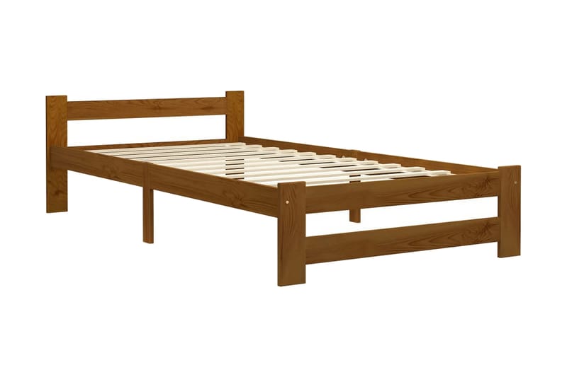 Sängram honungsbrun massiv furu 90x200 cm - Brun - Möbler - Säng - Sängram & sängstomme