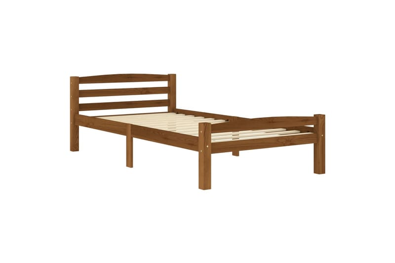 Sängram honungsbrun massiv furu 90x200 cm - Brun - Möbler - Säng - Sängram & sängstomme
