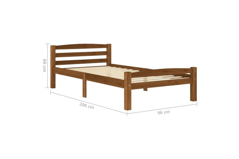 Sängram honungsbrun massiv furu 90x200 cm - Brun - Möbler - Säng - Sängram & sängstomme