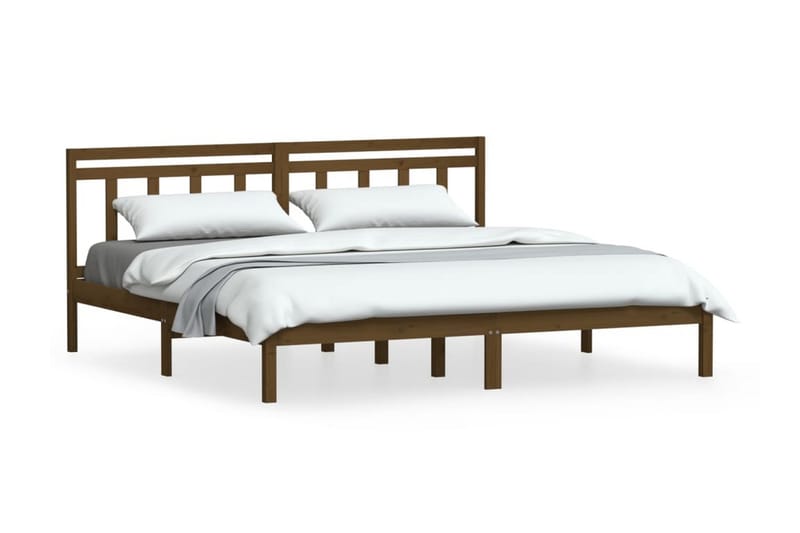 Sängram honungsbrun massivt furu 200x200 cm - Honung - Möbler - Säng - Sängram & sängstomme