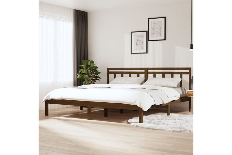 Sängram honungsbrun massivt furu 200x200 cm - Honung - Möbler - Säng - Sängram & sängstomme