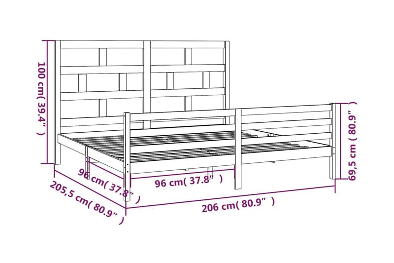Sängram honungsbrun massivt furu 200x200 cm - Honung - Möbler - Säng - Sängram & sängstomme
