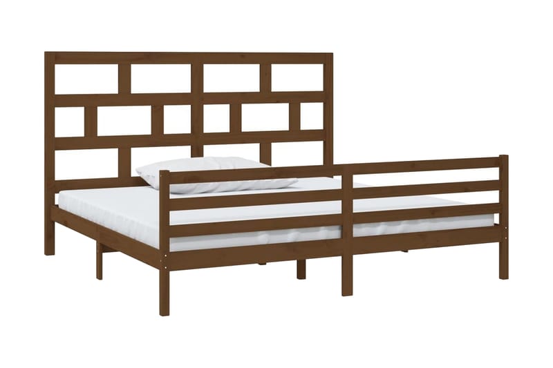 Sängram honungsbrun massivt furu 200x200 cm - Honung - Möbler - Säng - Sängram & sängstomme