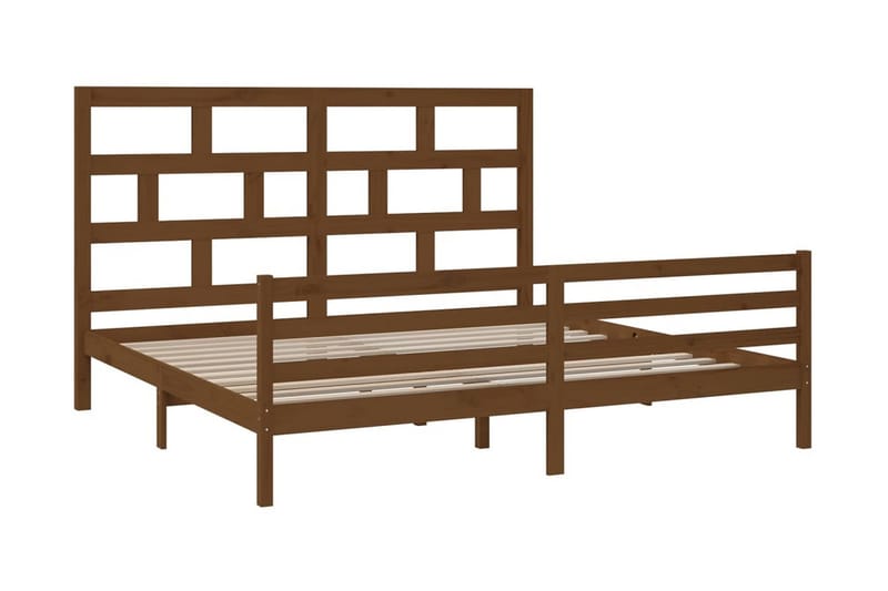 Sängram honungsbrun massivt furu 200x200 cm - Honung - Möbler - Säng - Sängram & sängstomme