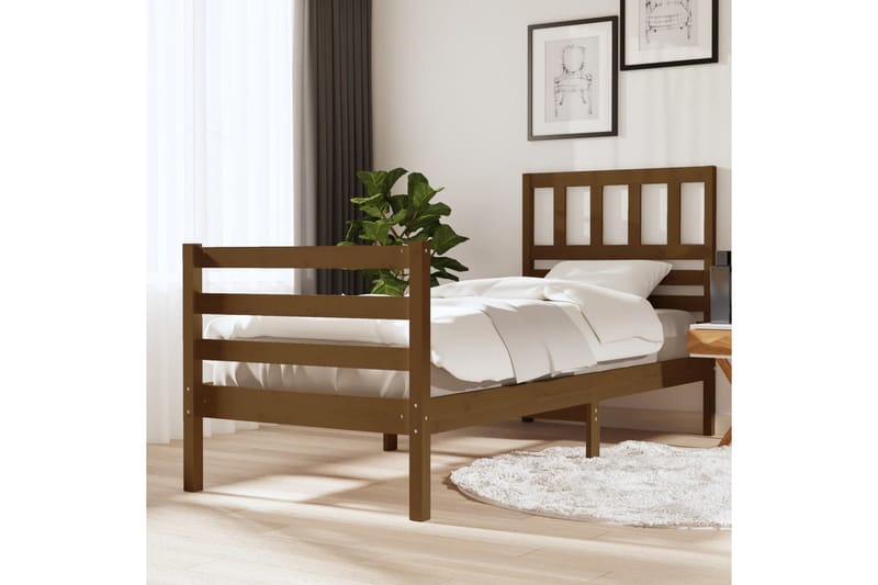 Sängram honungsbrun massivt trä 100x200 cm enkelsäng - Honung - Sängram & sängstomme