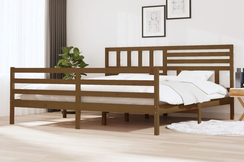 Sängram honungsbrun massivt trä 200x200 cm - Honung - Möbler - Säng - Sängram & sängstomme