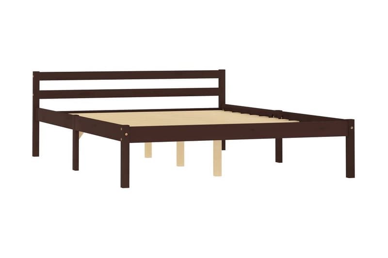 Sängram mörkbrun massiv furu 140x200 cm - Brun - Möbler - Säng - Sängram & sängstomme