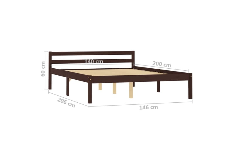 Sängram mörkbrun massiv furu 140x200 cm - Brun - Möbler - Säng - Sängram & sängstomme