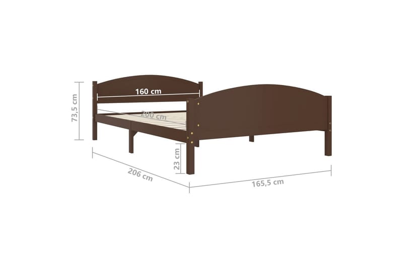Sängram mörkbrun massiv furu 160x200 cm - Mörkbrun - Möbler - Säng - Sängram & sängstomme
