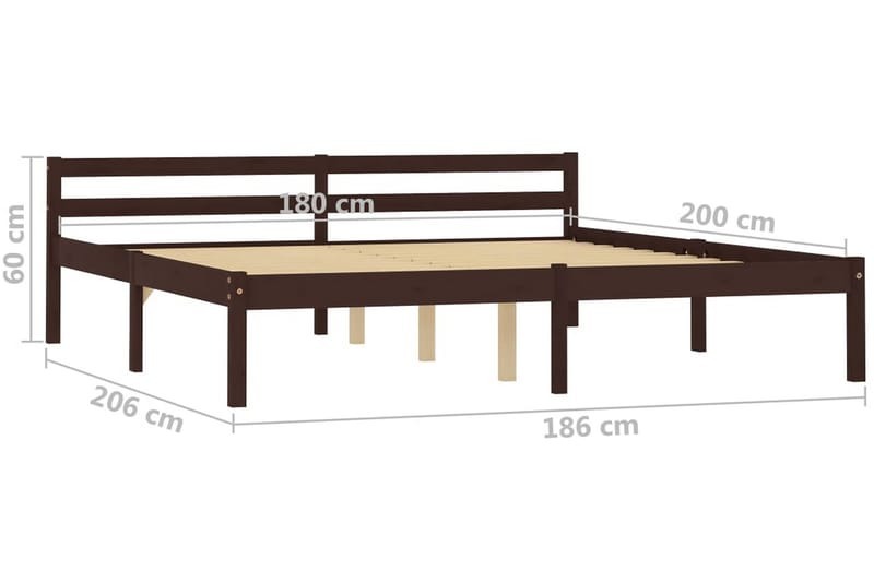 Sängram mörkbrun massiv furu 180x200 cm - Brun - Möbler - Säng - Sängram & sängstomme