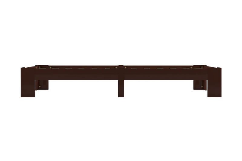 Sängram mörkbrun massiv furu 90x200 cm - Brun - Sängram & sängstomme