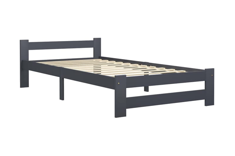 Sängram mörkgrå massiv furu 100x200 cm - Grå - Möbler - Säng - Sängram & sängstomme