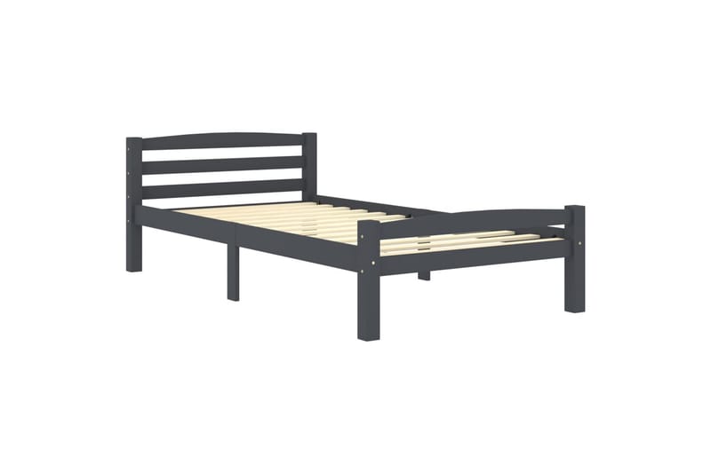 Sängram mörkgrå massiv furu 100x200 cm - Grå - Möbler - Säng - Sängram & sängstomme