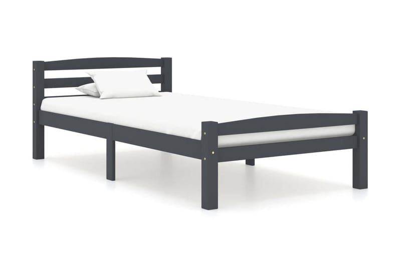 Sängram mörkgrå massiv furu 100x200 cm - Grå - Möbler - Säng - Sängram & sängstomme