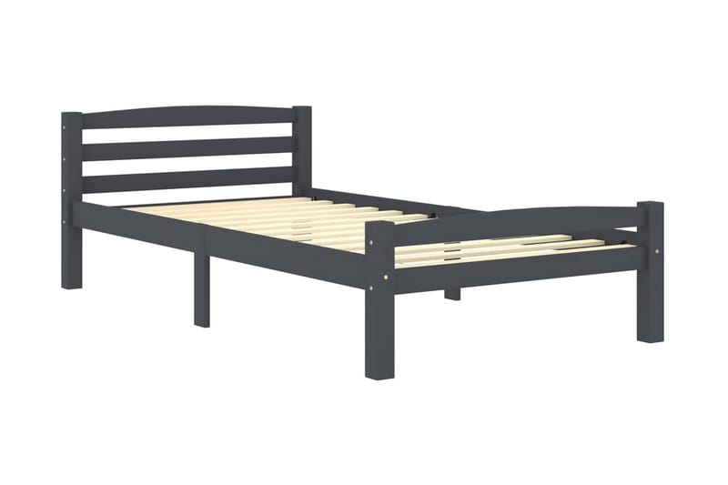 Sängram mörkgrå massiv furu 100x200 cm - Grå - Möbler - Säng - Sängram & sängstomme