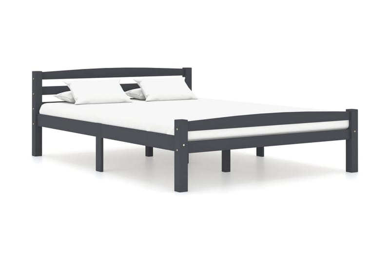 Sängram mörkgrå massiv furu 120x200 cm - Grå - Möbler - Säng - Sängram & sängstomme