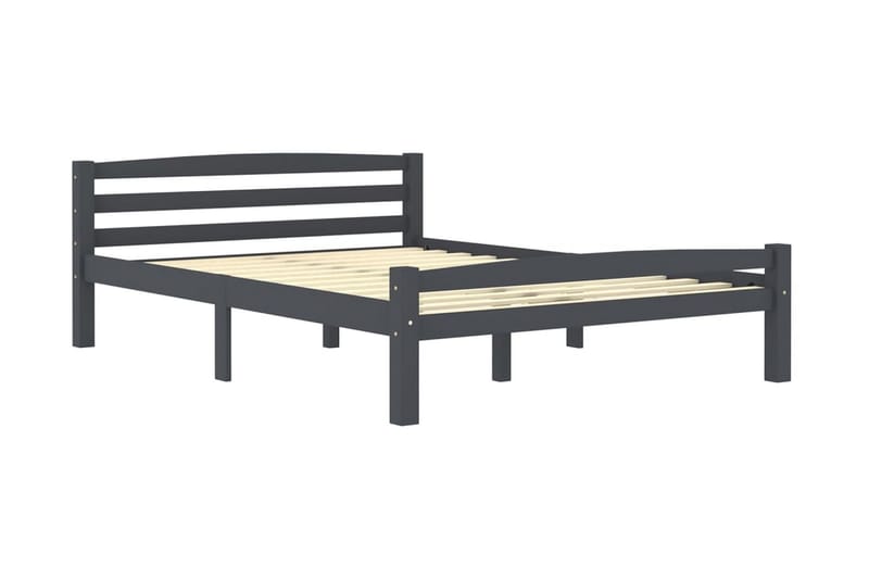 Sängram mörkgrå massiv furu 120x200 cm - Grå - Möbler - Säng - Sängram & sängstomme