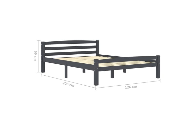 Sängram mörkgrå massiv furu 120x200 cm - Grå - Möbler - Säng - Sängram & sängstomme