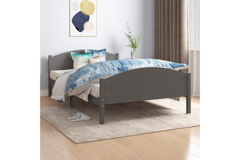 Sängram mörkgrå massiv furu 120x200 cm - Mörkgrå - Möbler - Säng - Sängram & sängstomme