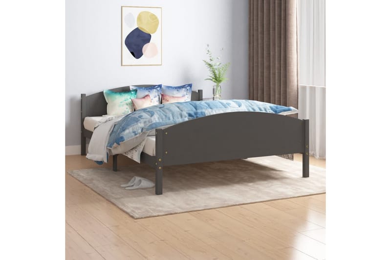 Sängram mörkgrå massiv furu 160x200 cm - Mörkgrå - Möbler - Säng - Sängram & sängstomme