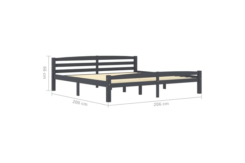 Sängram mörkgrå massiv furu 200x200 cm - Grå - Möbler - Säng - Sängram & sängstomme