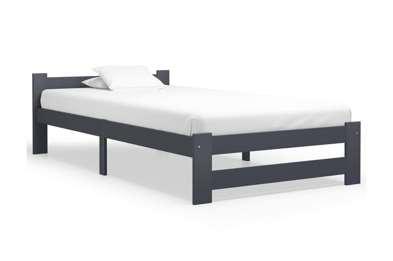 Sängram mörkgrå massiv furu 90x200 cm - Grå - Möbler - Säng - Sängram & sängstomme