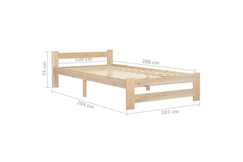Sängram massiv furu 100x200 cm - Brun - Möbler - Säng - Sängram & sängstomme