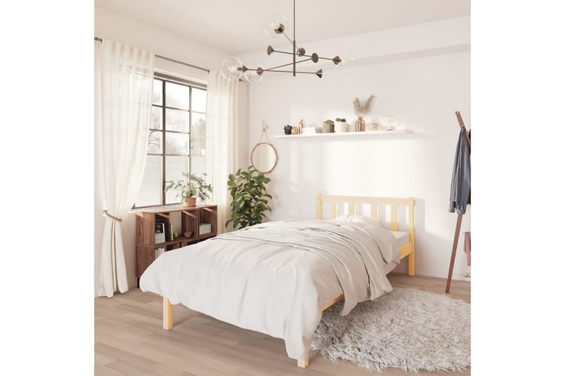 Sängram massiv furu 100x200 cm - Brun - Möbler - Säng - Sängram & sängstomme