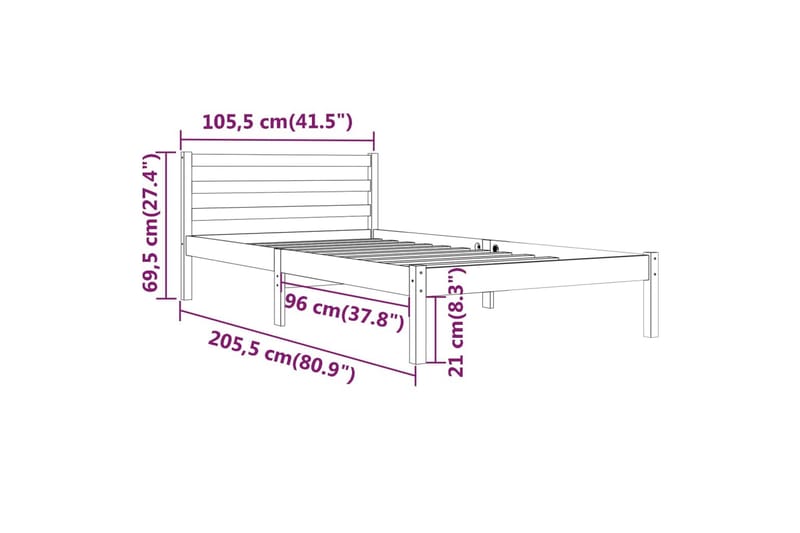 Sängram massiv furu 100x200 cm - Brun - Möbler - Säng - Sängram & sängstomme