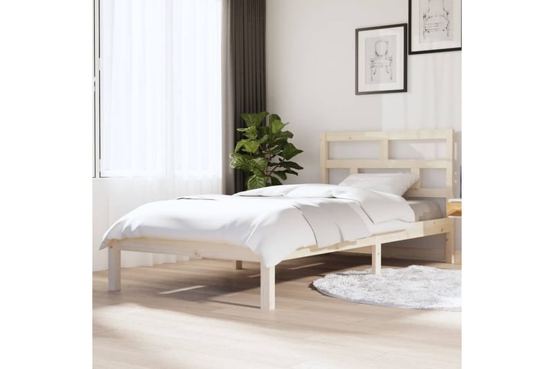 Sängram massiv furu 100x200 cm enkelsäng - Brun - Möbler - Säng - Sängram & sängstomme