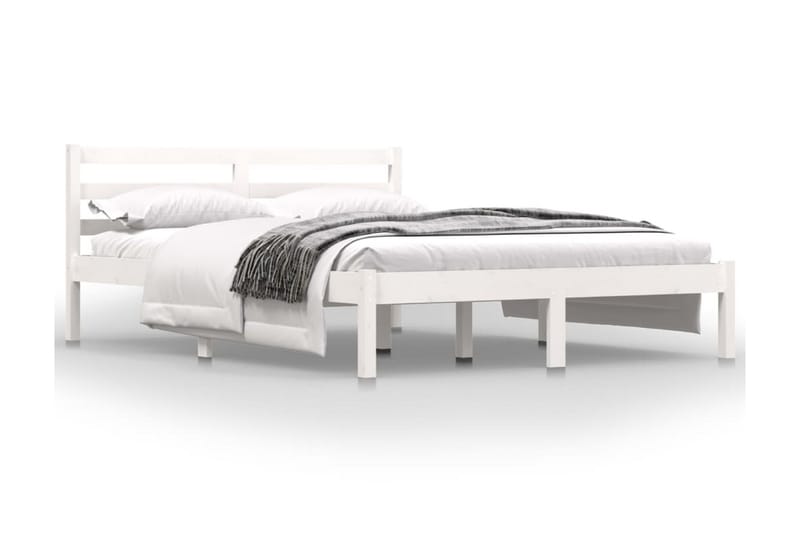 Sängram massiv furu 135x190 cm vit 4FT6 - Vit - Möbler - Säng - Sängram & sängstomme