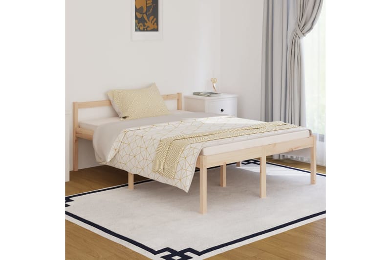 Sängram massiv furu 140x190 cm - Brun - Möbler - Säng - Sängram & sängstomme