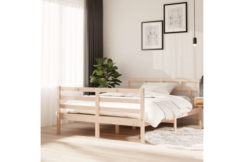 Sängram massiv furu 140x190 cm - Brun - Möbler - Säng - Sängram & sängstomme