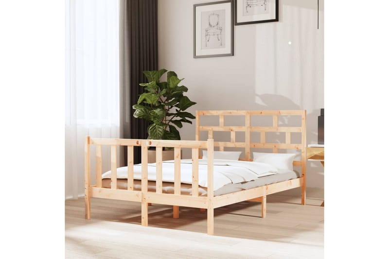 Sängram massiv furu 140x190 cm - Brun - Möbler - Säng - Sängram & sängstomme