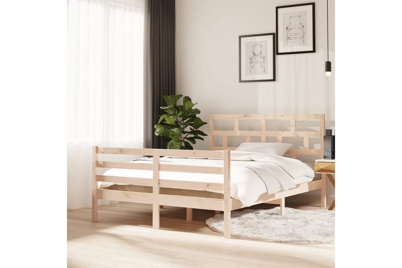 Sängram massiv furu 140x200 cm - Brun - Möbler - Säng - Sängram & sängstomme