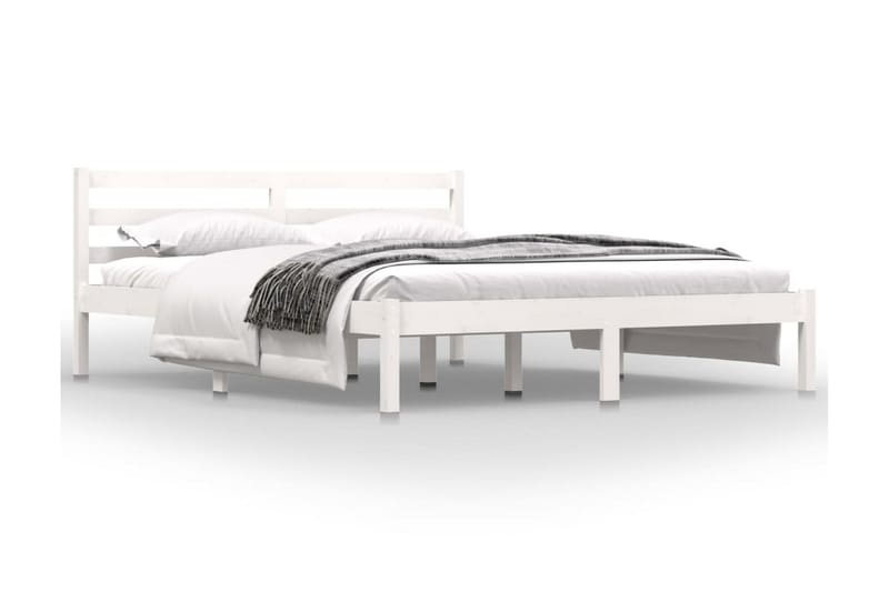 Sängram massiv furu 150x200 cm vit 5FT - Vit - Möbler - Säng - Sängram & sängstomme