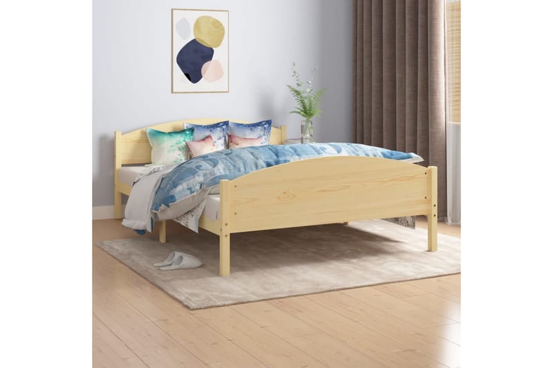 Sängram massiv furu 160x200 cm - Brun - Möbler - Säng - Sängram & sängstomme