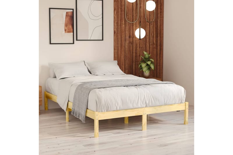 Sängram massiv furu 200x200 cm - Brun - Möbler - Säng - Sängram & sängstomme