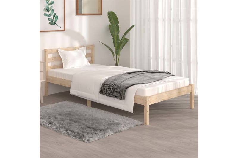 Sängram massiv furu 90x190 cm 3FT - Brun - Möbler - Säng - Sängram & sängstomme