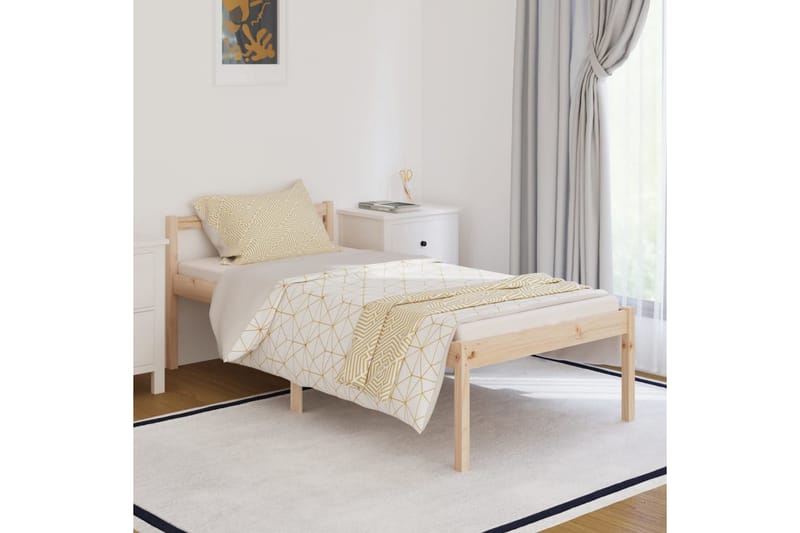 Sängram massiv furu 90x190 cm 3FT - Brun - Möbler - Säng - Sängram & sängstomme