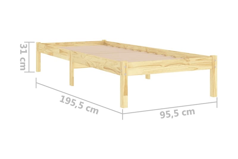 Sängram massiv furu 90x190 cm - Brun - Möbler - Säng - Sängram & sängstomme